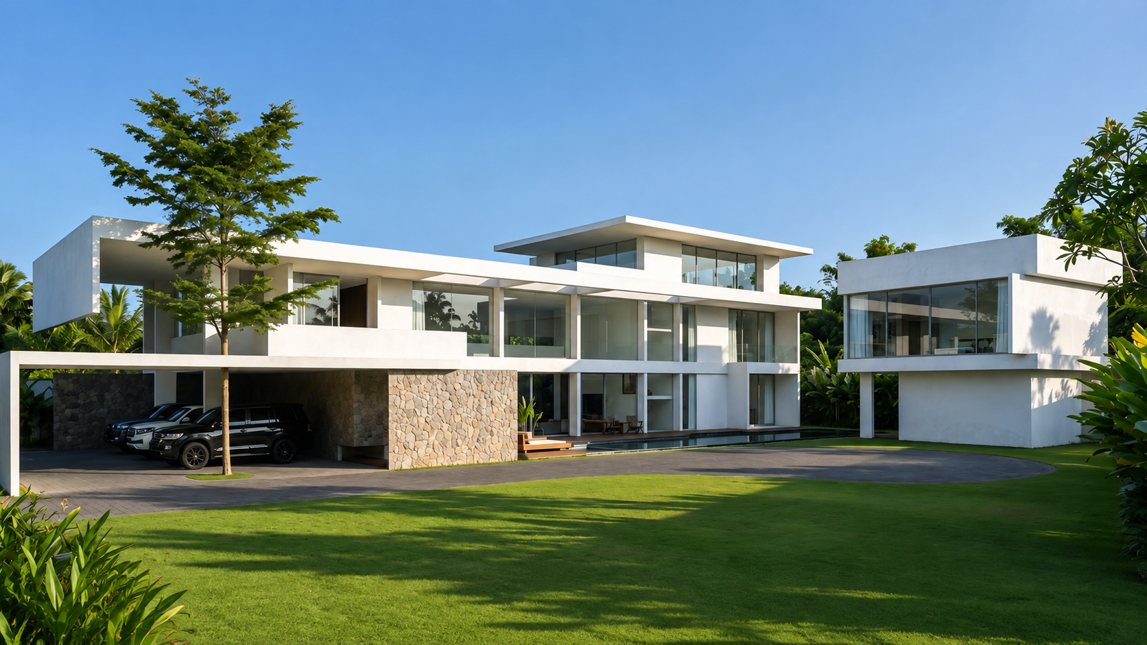 High-resolution render of a contemporary tropical Bali villa